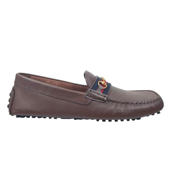 Gucci Ayrton Web GG Logo Horsebit Leather Driver Loafer Brown Size 12.5 - Picture 3 of 16
